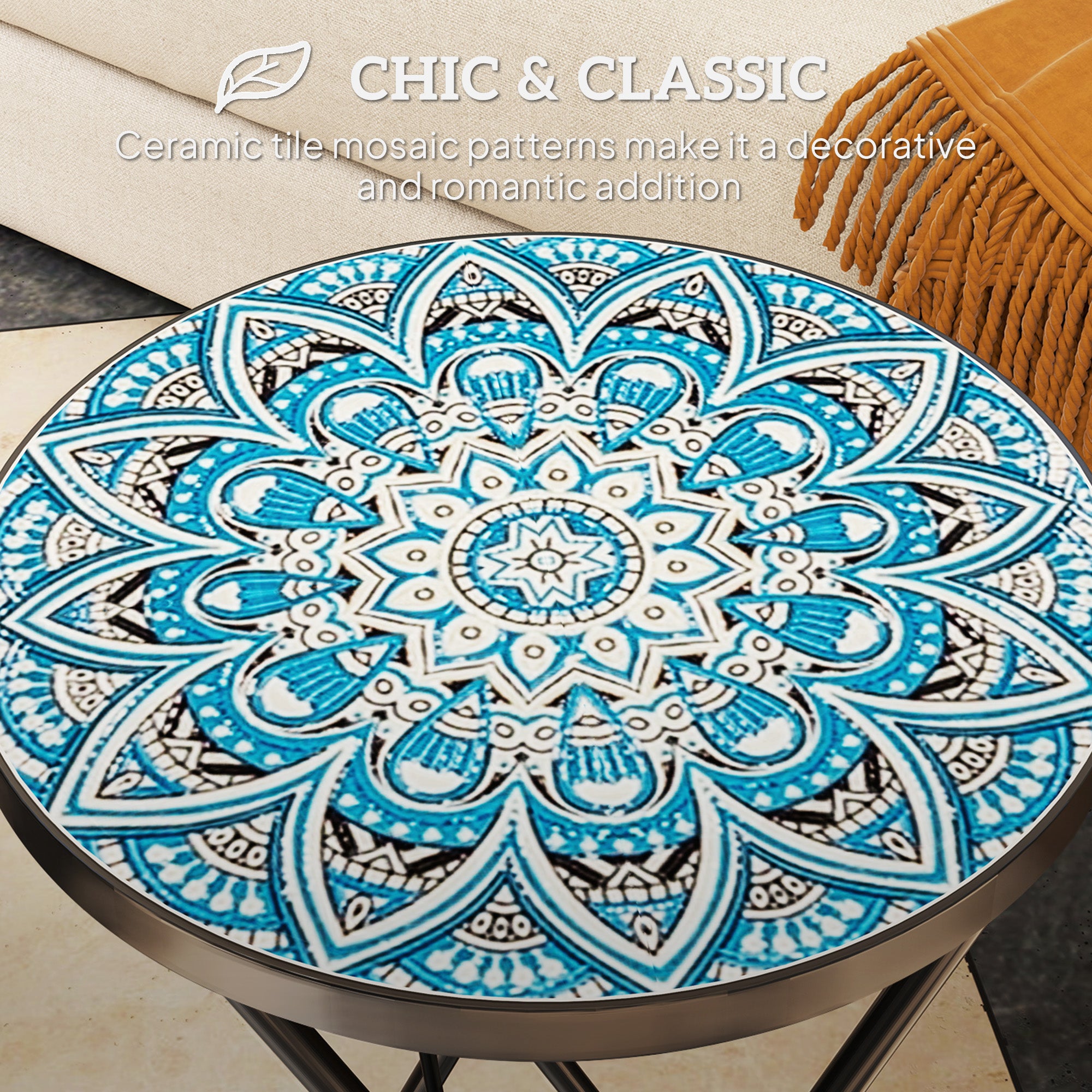 Outsunny Mosaic Patio Side Table, 14