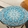 Outsunny Mosaic Patio Side Table, 14" Round Folding Outdoor Coffee Table with Steel Frame, Indoor Outdoor Side Table for Balcony Deck Patio Terrace, Blue