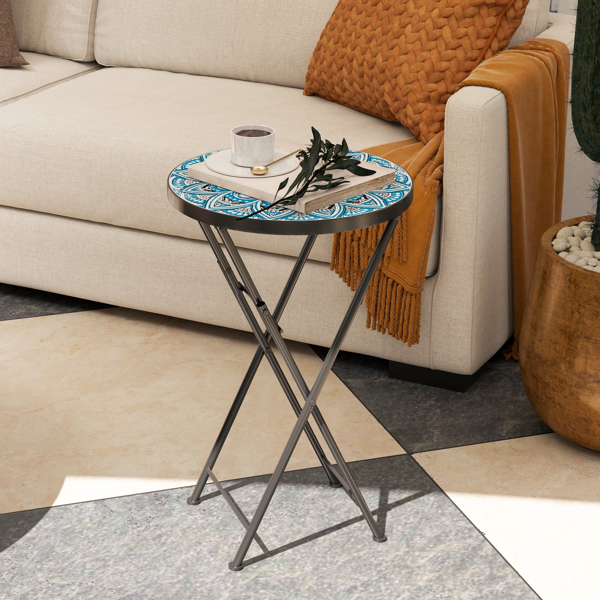 Outsunny Mosaic Patio Side Table, 14
