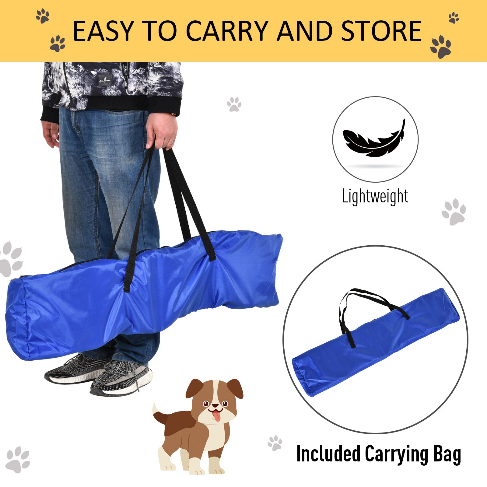 PawHut Dog Agility Training Equipment Fun Pet Obstacle Course Set Dog Agility Hurdle w/ Weaves Poles, Storage Bag for Pet Dog Outdoor Garden Patio Games Training