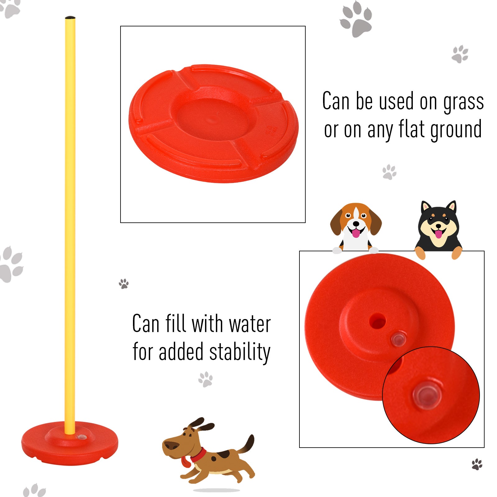 PawHut Dog Agility Training Equipment Fun Pet Obstacle Course Set Dog Agility Hurdle w/ Weaves Poles, Storage Bag for Pet Dog Outdoor Garden Patio Games Training