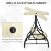 Outsunny 3 Seater Patio Swing Chair Convertible Cushioned Porch Swing Bed Outdoor Swing with Canopy Beige