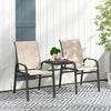 Outsunny Outdoor Patio Loveseat, Outdoor Bench with Glass Table, Garden Bench with Breathable Mesh Seat, High Back, Armrests, 2-Seater Patio Furniture for Porch, Park, Brown