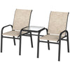 Outsunny Outdoor Patio Loveseat, Outdoor Bench with Glass Table, Garden Bench with Breathable Mesh Seat, High Back, Armrests, 2-Seater Patio Furniture for Porch, Park, Brown