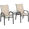 Outsunny Outdoor Patio Loveseat, Outdoor Bench with Glass Table, Garden Bench with Breathable Mesh Seat, High Back, Armrests, 2-Seater Patio Furniture for Porch, Park, Brown