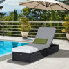 Outsunny Patio Wicker Lounger, Outdoor PE Rattan Single Chaise Lounge, Aluminum Frame Garden Furniture Sun Lounger Bed w/Adjustable Recliner Backrest, Cushion, & Pillow, Cream
