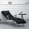 Outsunny Outdoor Folding Chaise Lounge Chair Recliner with Portable Design, Adjustable Backrest, Cushion and Headrest, Black