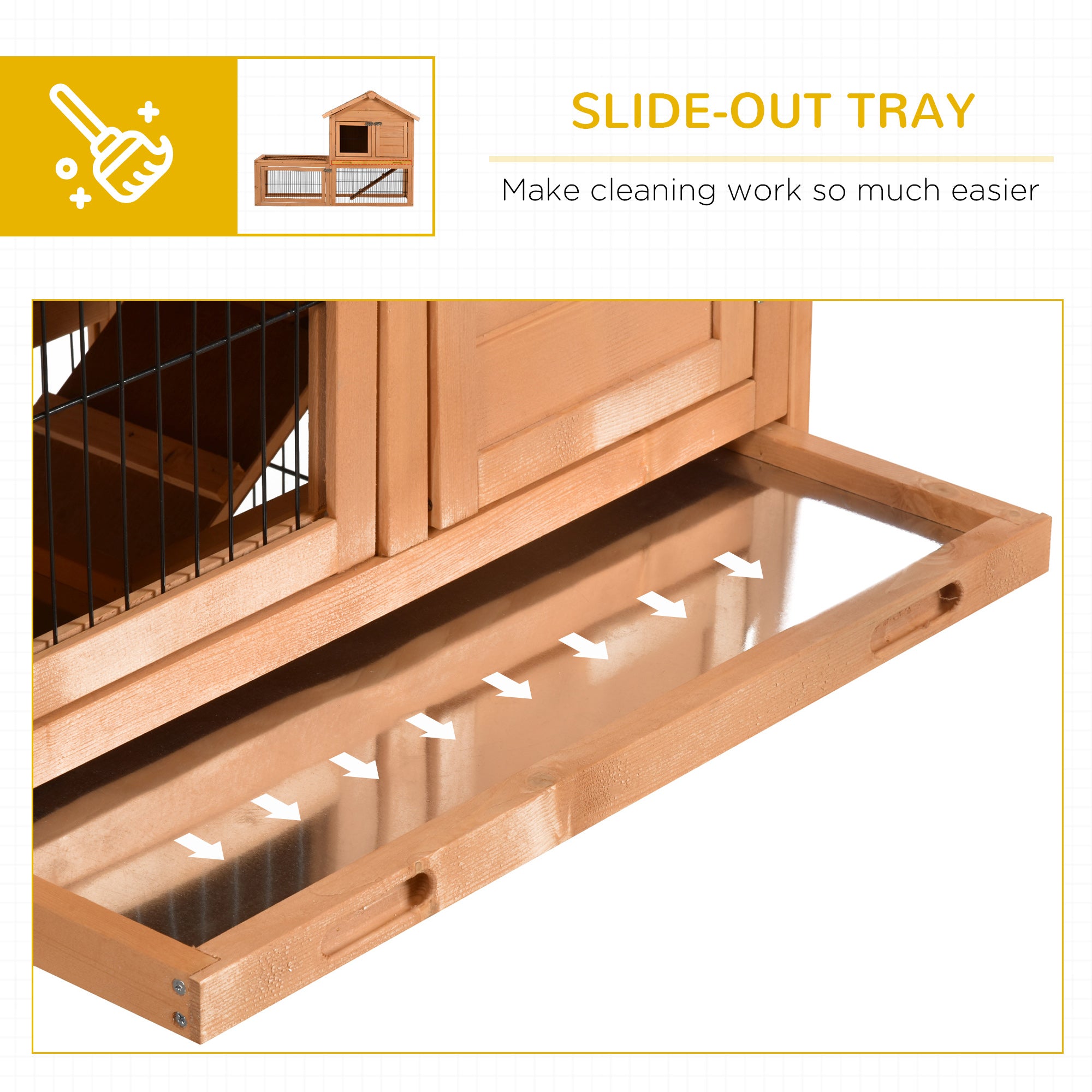 PawHut Wood Rabbit Hutch Bunny Small Animal House w/ Outdoor Run Portable Backyard Wooden with Outdoor Run