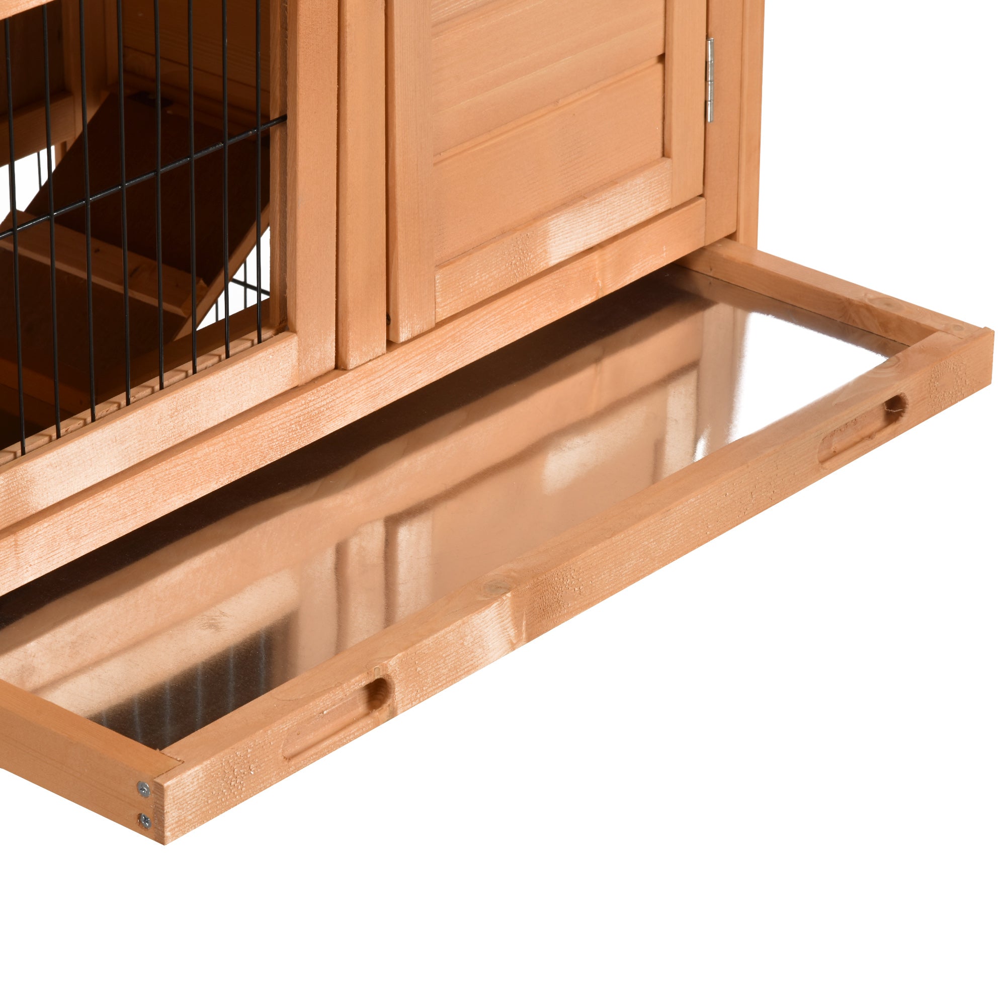 PawHut Wood Rabbit Hutch Bunny Small Animal House w/ Outdoor Run Portable Backyard Wooden with Outdoor Run