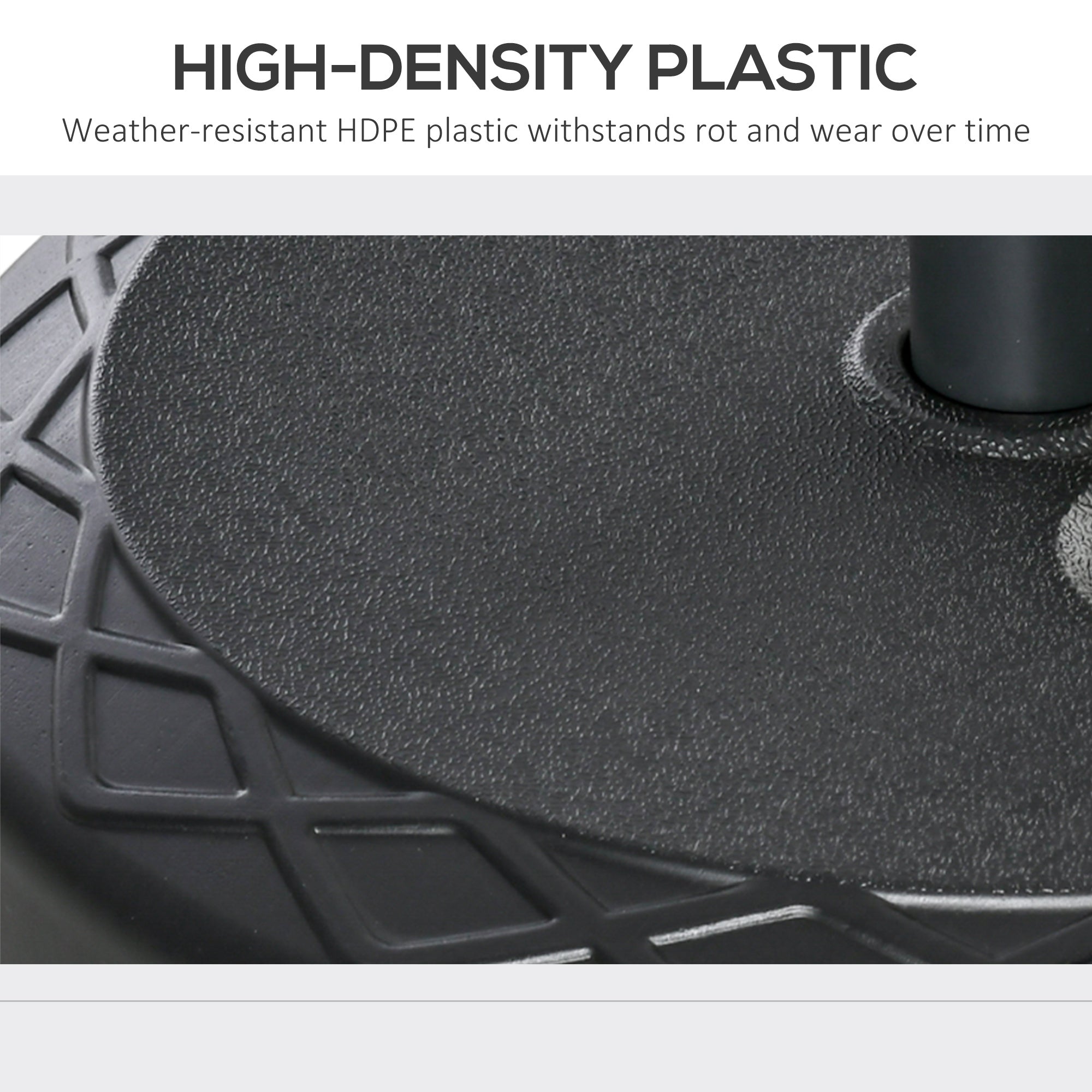 Outsunny 22'' Round Parasol Base Stand Outdoor Umbrella Weights Holder for Market Parasols, Water Filled, for 38/48 mm Poles, Black