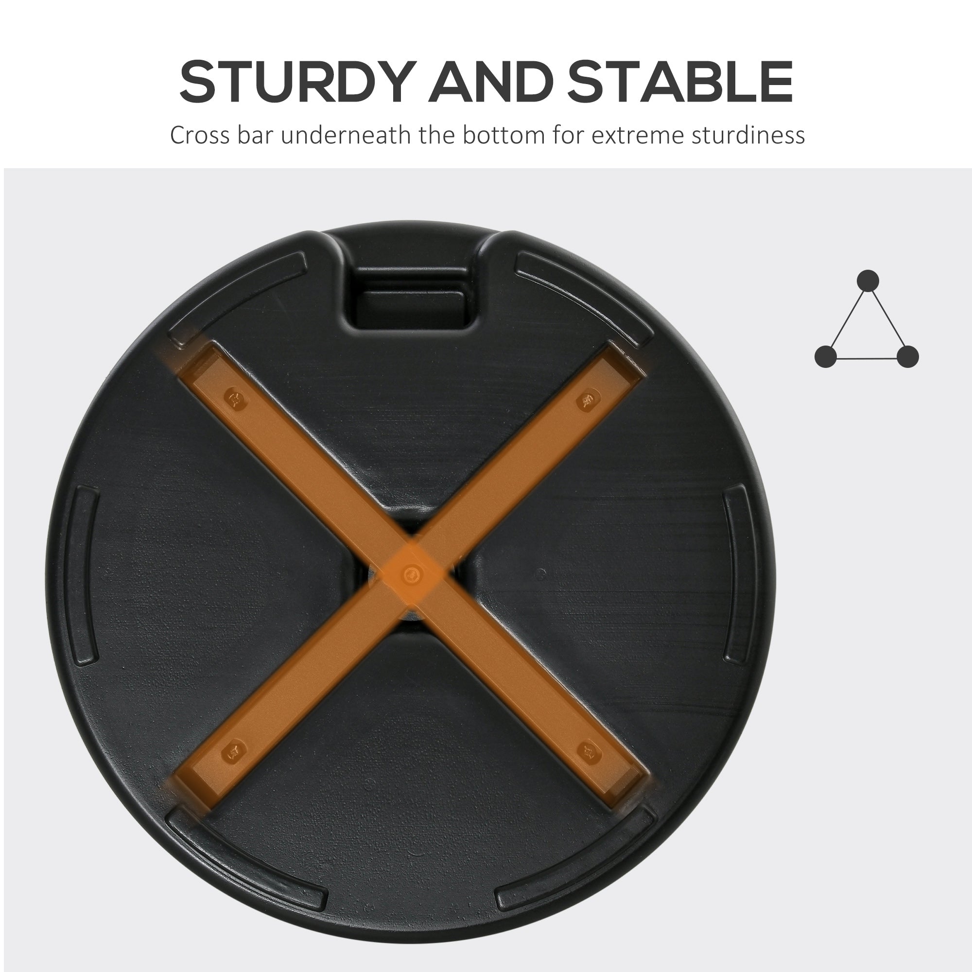 Outsunny 22'' Round Parasol Base Stand Outdoor Umbrella Weights Holder for Market Parasols, Water Filled, for 38/48 mm Poles, Black