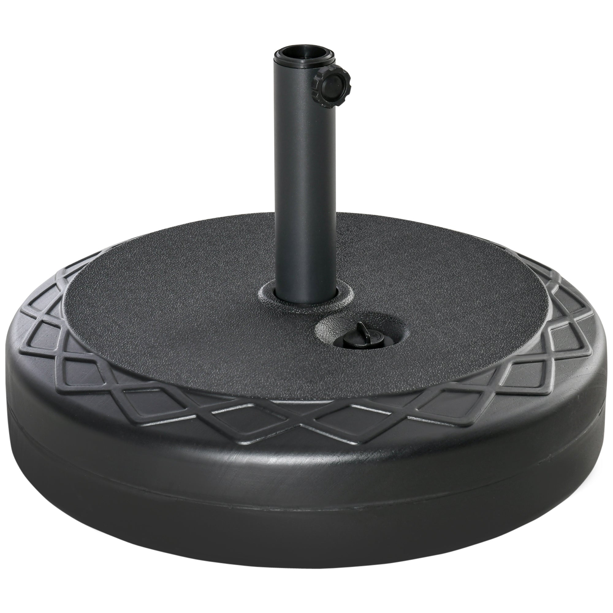 Outsunny 22'' Round Parasol Base Stand Outdoor Umbrella Weights Holder for Market Parasols, Water Filled, for 38/48 mm Poles, Black