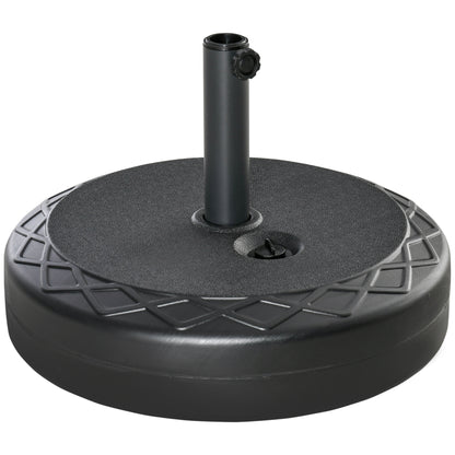 Outsunny 22'' Round Parasol Base Stand Outdoor Umbrella Weights Holder for Market Parasols, Water Filled, for 38/48 mm Poles, Black