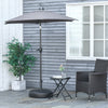 Outsunny 22'' Round Parasol Base Stand Outdoor Umbrella Weights Holder for Market Parasols, Water Filled, for 38/48 mm Poles, Black