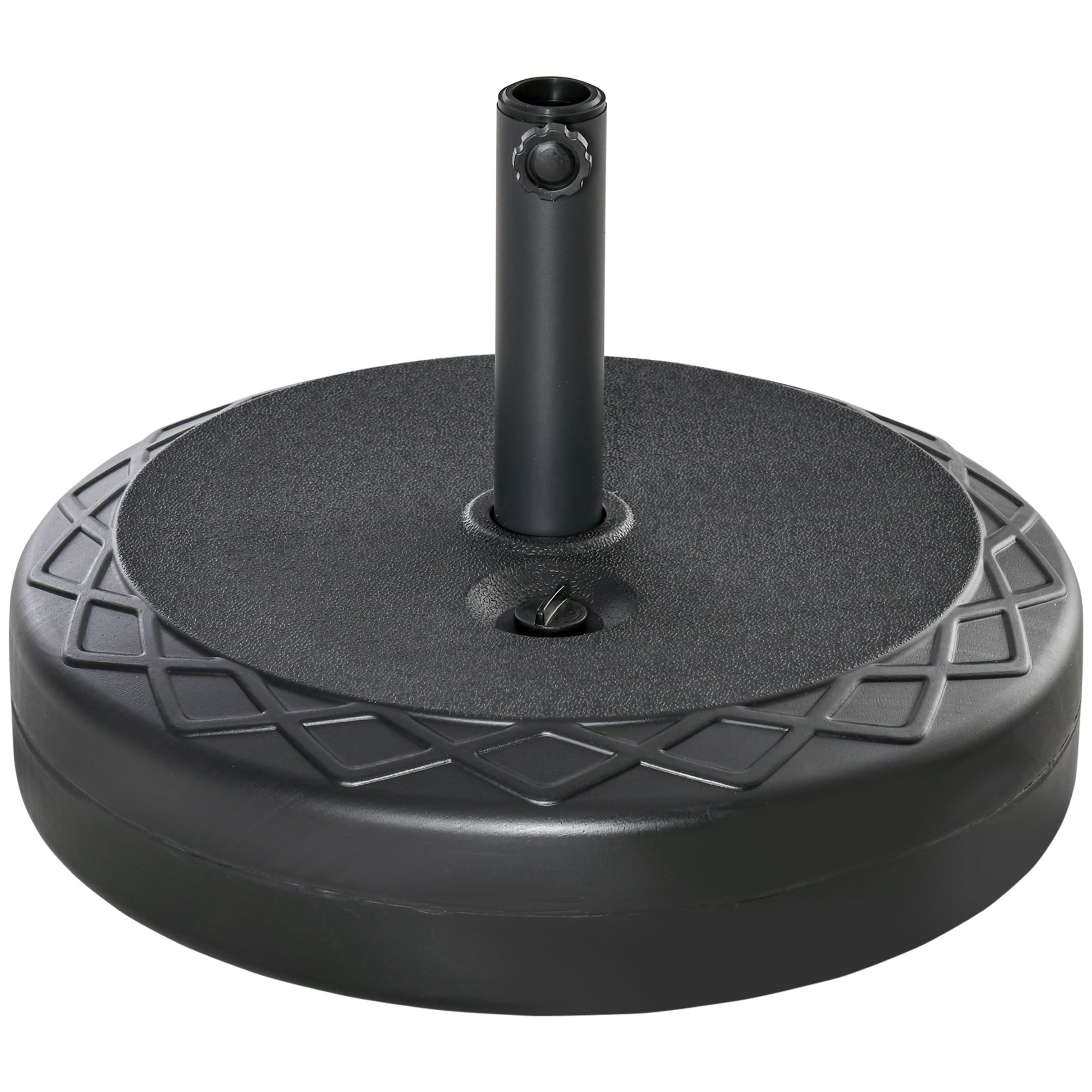 Outsunny 22'' Round Parasol Base Stand Outdoor Umbrella Weights Holder for Market Parasols, Water Filled, for 38/48 mm Poles, Black