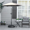Outsunny 22'' Round Parasol Base Stand Outdoor Umbrella Weights Holder for Market Parasols, Water Filled, for 38/48 mm Poles, Black