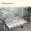 PawHut Small Animal Cage with Wheels, Pet Playpen for Rat, Kitten, Ferrets, Chinchillas with Bottom Storage Shelf, Removable Tray, Ramp, 24.2" x 17.9" x 33.9", Light Grey