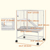 PawHut Small Animal Cage with Wheels, Pet Playpen for Rat, Kitten, Ferrets, Chinchillas with Bottom Storage Shelf, Removable Tray, Ramp, 24.2" x 17.9" x 33.9", Light Grey