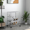 PawHut Small Animal Cage with Wheels, Pet Playpen for Rat, Kitten, Ferrets, Chinchillas with Bottom Storage Shelf, Removable Tray, Ramp, 24.2" x 17.9" x 33.9", Light Grey