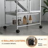 PawHut Small Animal Cage with Wheels, Pet Playpen for Rat, Kitten, Ferrets, Chinchillas with Bottom Storage Shelf, Removable Tray, Ramp, 24.2" x 17.9" x 33.9", Light Grey