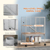PawHut Small Animal Cage with Wheels, Pet Playpen for Rat, Kitten, Ferrets, Chinchillas with Bottom Storage Shelf, Removable Tray, Ramp, 24.2" x 17.9" x 33.9", Light Grey
