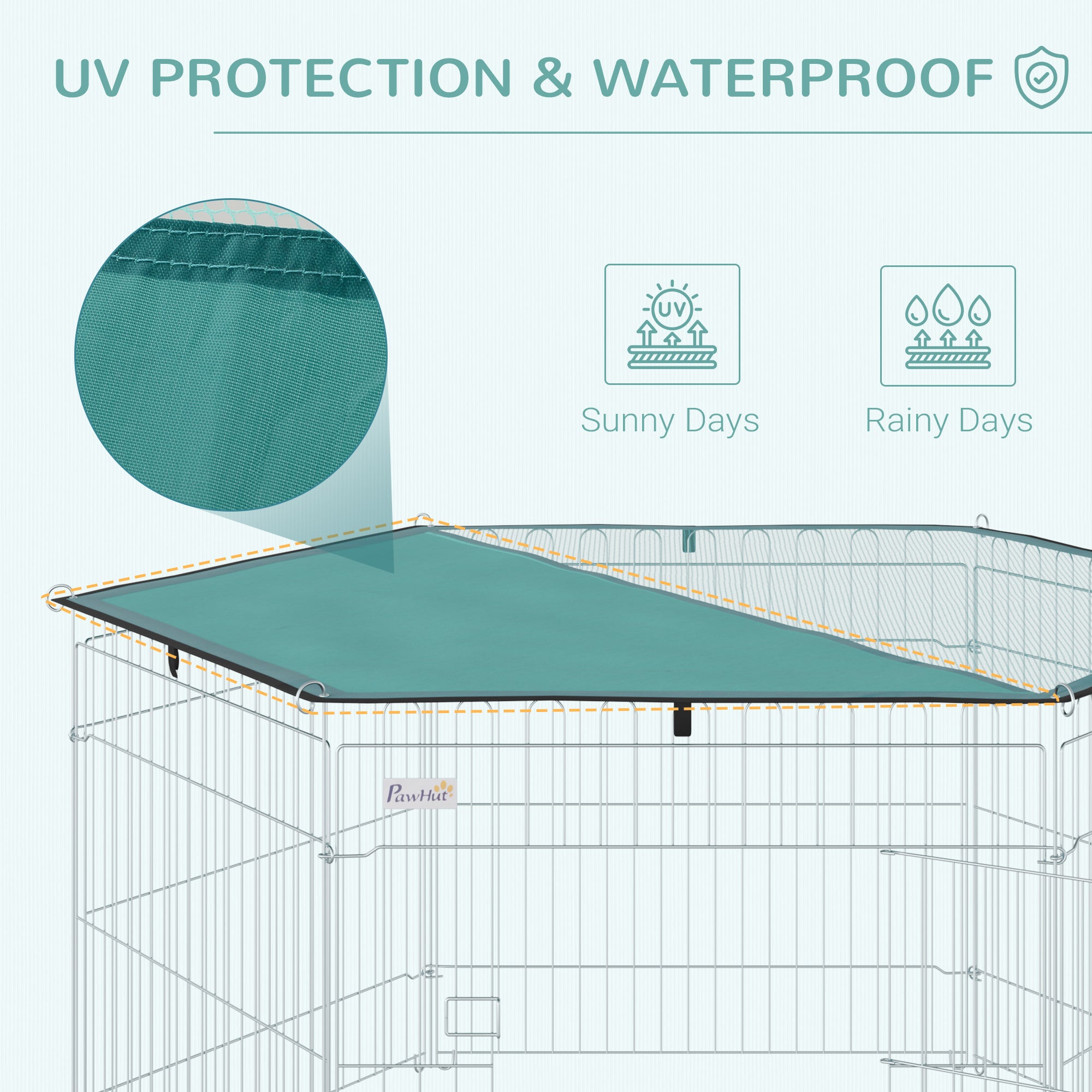 PawHut Foldable Pet Playpen with Top Cover, Portable Heavy Duty Dog Pen for Dogs, Cats, Chickens, Rabbits, 6 Pannels Dog Fence Outdoor/Indoor