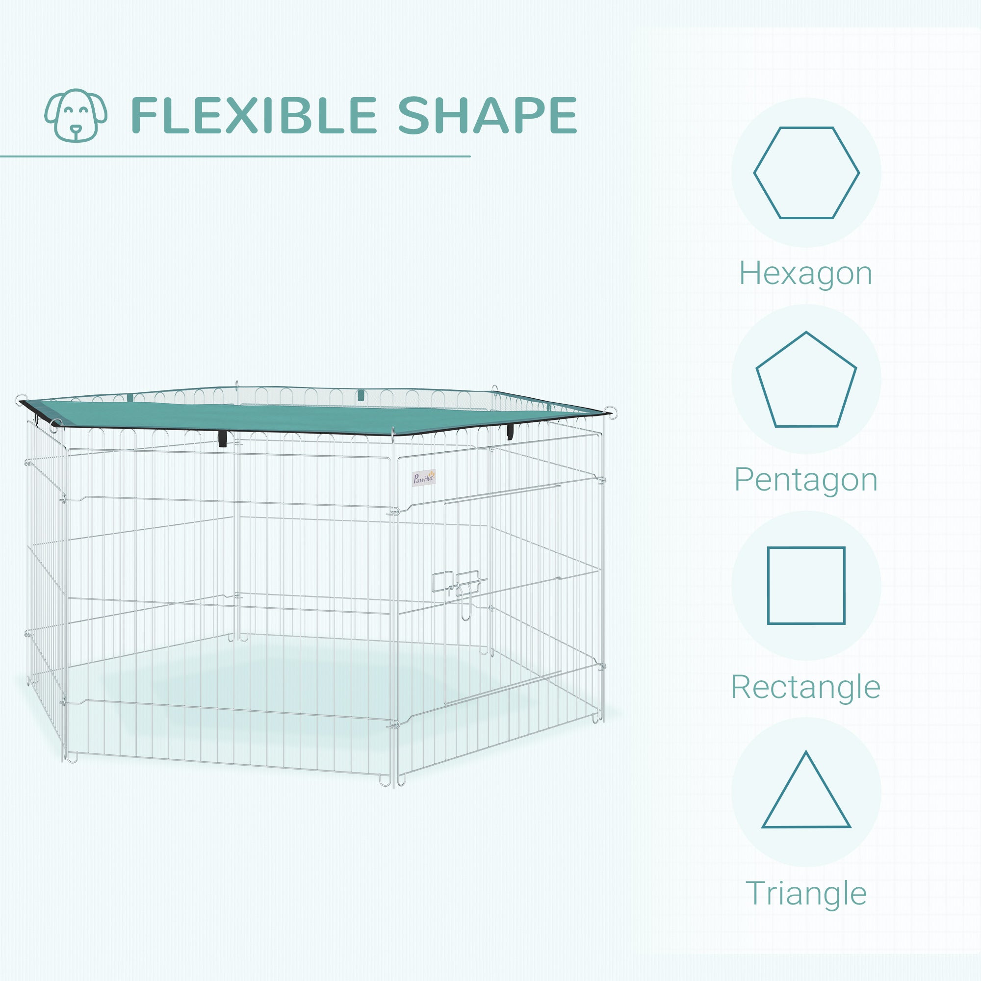 PawHut Foldable Pet Playpen with Top Cover, Portable Heavy Duty Dog Pen for Dogs, Cats, Chickens, Rabbits, 6 Pannels Dog Fence Outdoor/Indoor