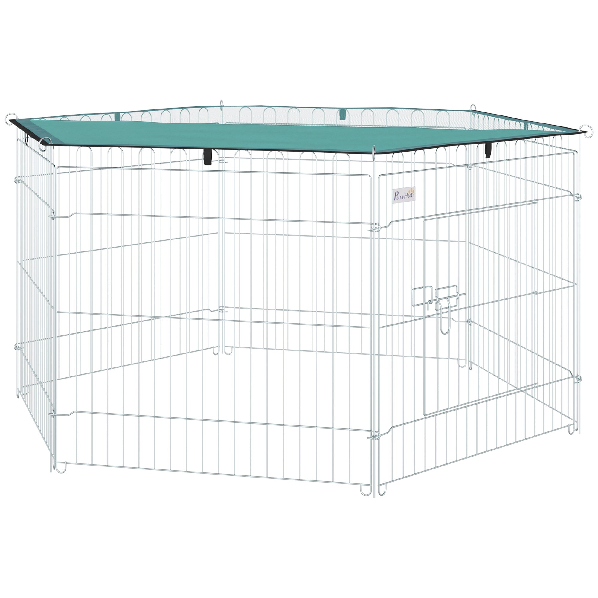 PawHut Foldable Pet Playpen with Top Cover, Portable Heavy Duty Dog Pen for Dogs, Cats, Chickens, Rabbits, 6 Pannels Dog Fence Outdoor/Indoor