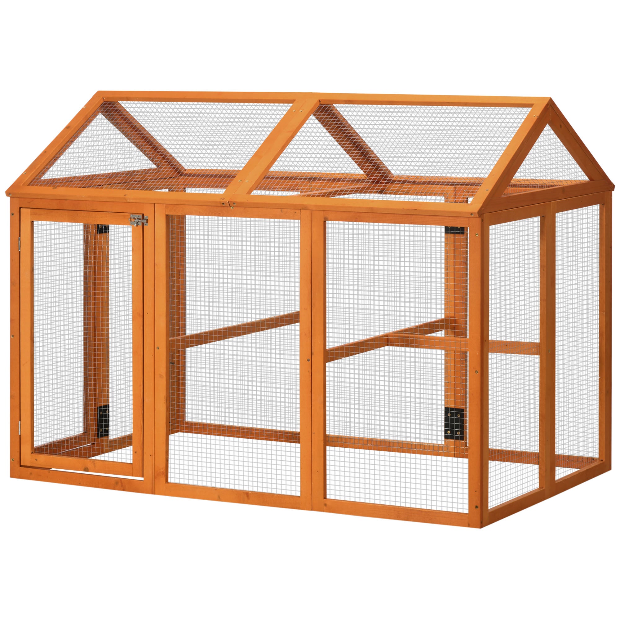 PawHut Large Chicken Run, Wooden Chicken Coop, Pet Playpen w/ Combinable Design - Orange