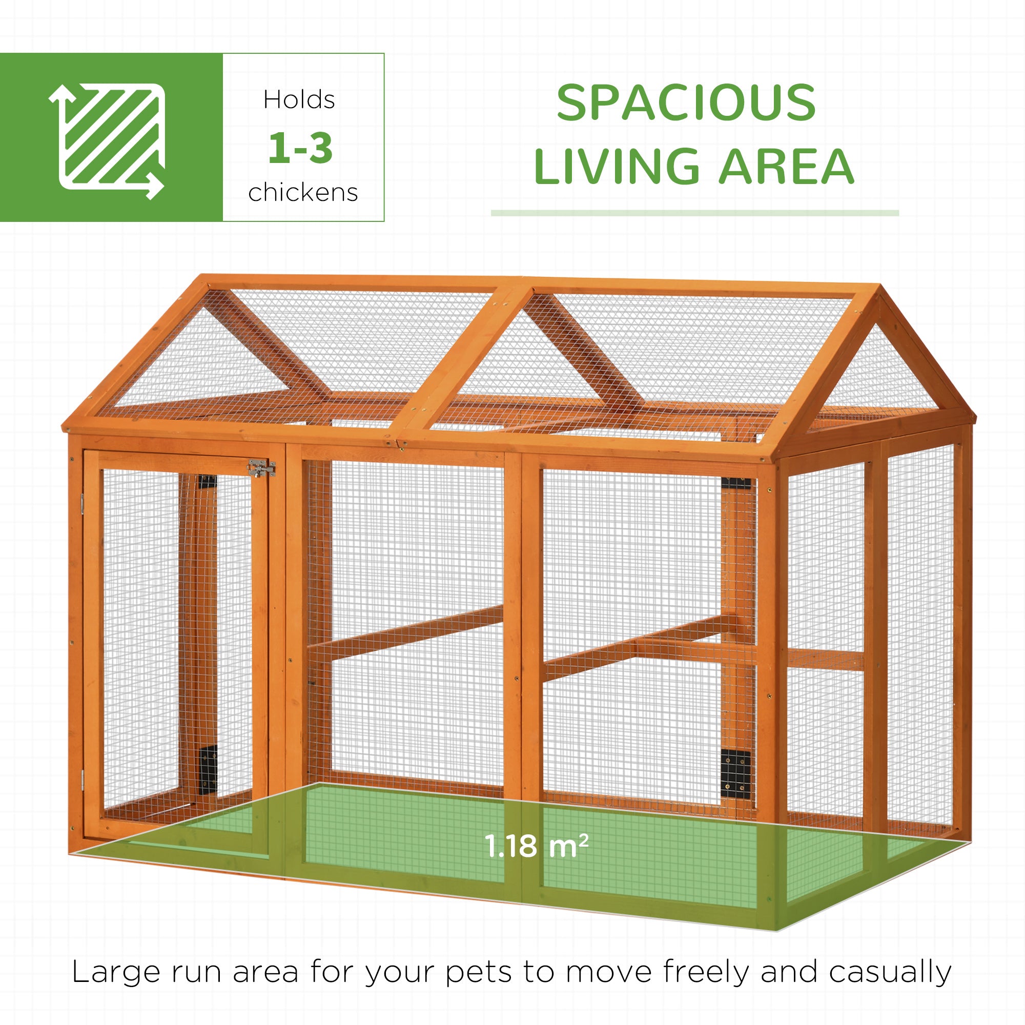 PawHut Large Chicken Run, Wooden Chicken Coop, Pet Playpen w/ Combinable Design - Orange