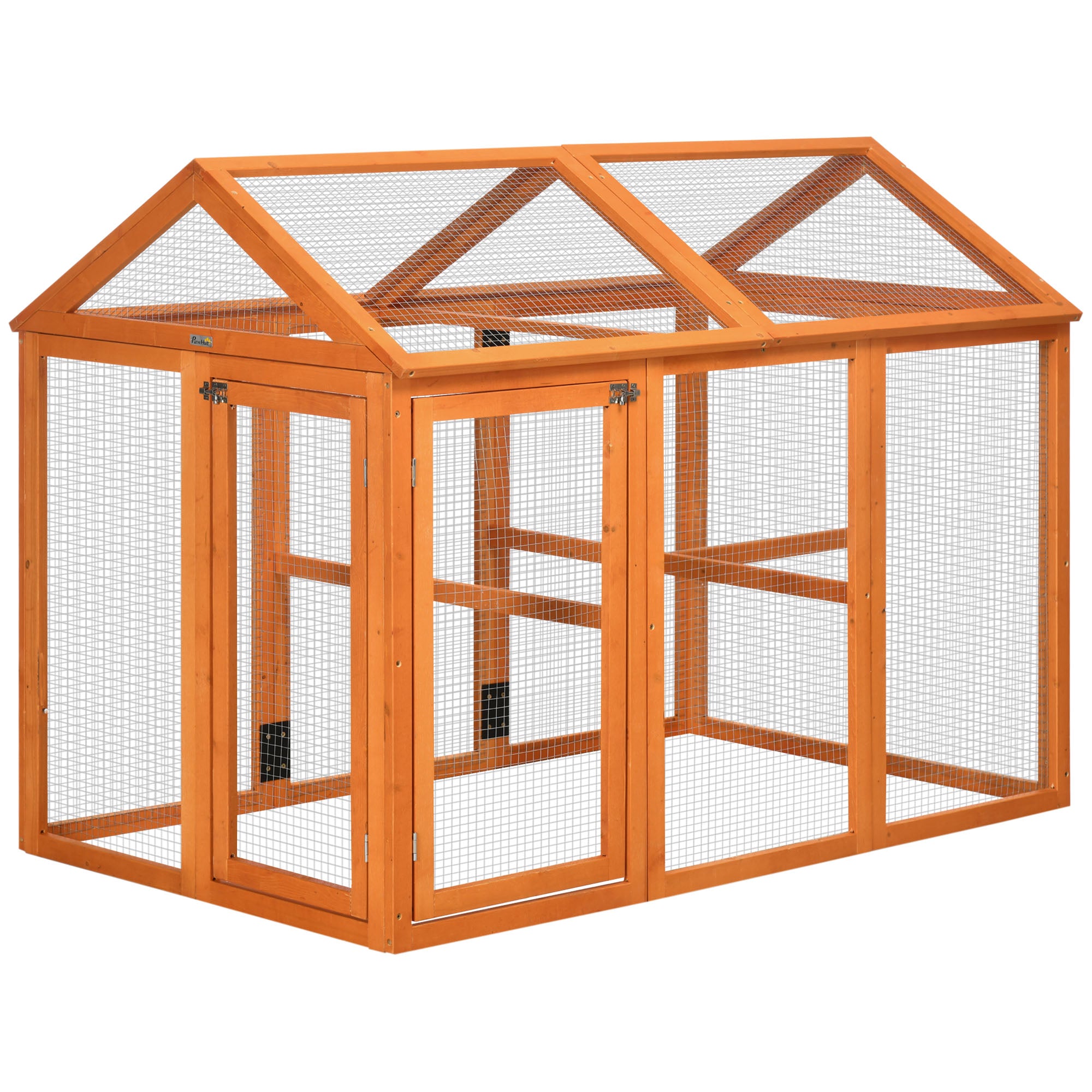 PawHut Large Chicken Run, Wooden Chicken Coop, Pet Playpen w/ Combinable Design - Orange