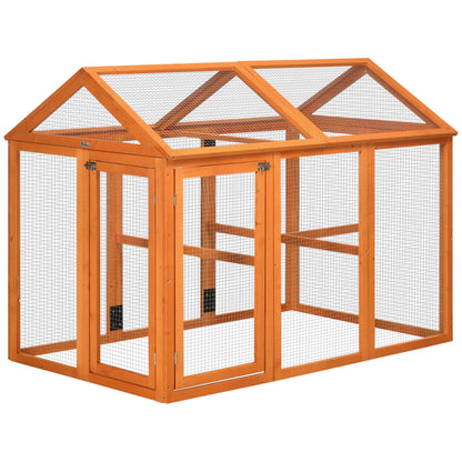 PawHut Large Chicken Run, Wooden Chicken Coop, Pet Playpen w/ Combinable Design - Orange