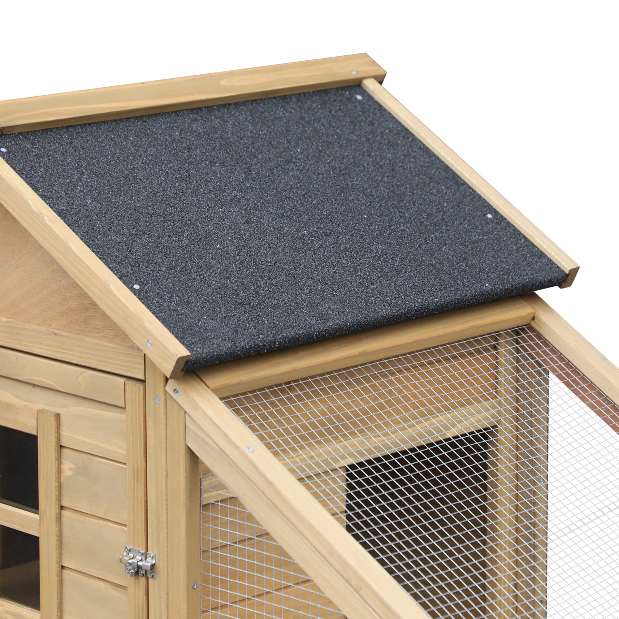 PawHut Chicken Coop, Rabbit Hutch, Hen House, Wooden Poultry Habitat with Outdoor Run, Nesting Box, Slide Out Tray, Lockable Doors, Ramp, Window, 176 x 66 x 110cm, Natural