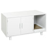 PawHut Cat Litter Box Enclosure, Hidden Litter Box Furniture, Cat House End Table Washroom with Scratching Pad, for Indoor Cats Kittens, White