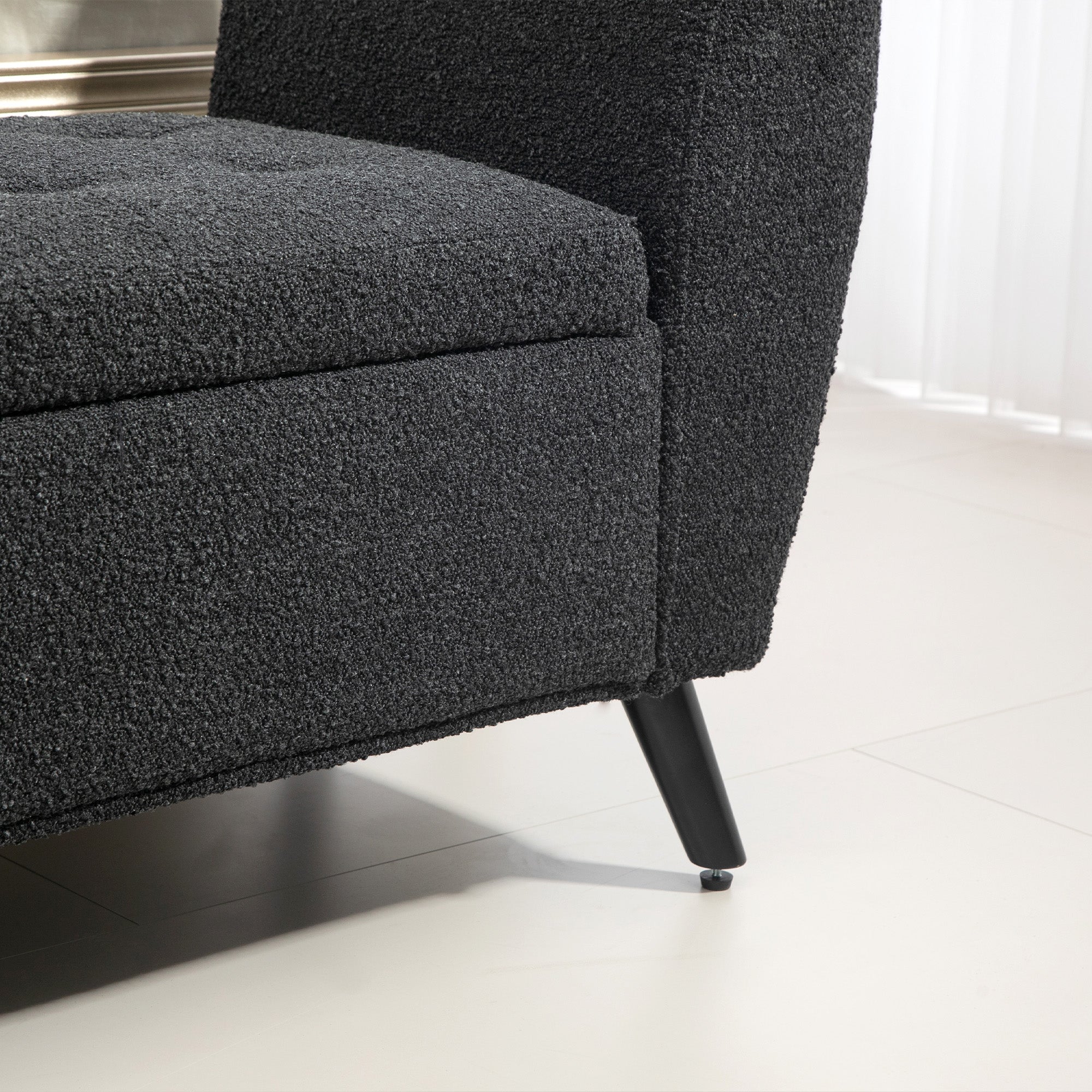 HOMCOM Upholstered Storage Bench with Arms, Modern Ottoman Bench for Bedroom, Entryway, and Living Room, Black