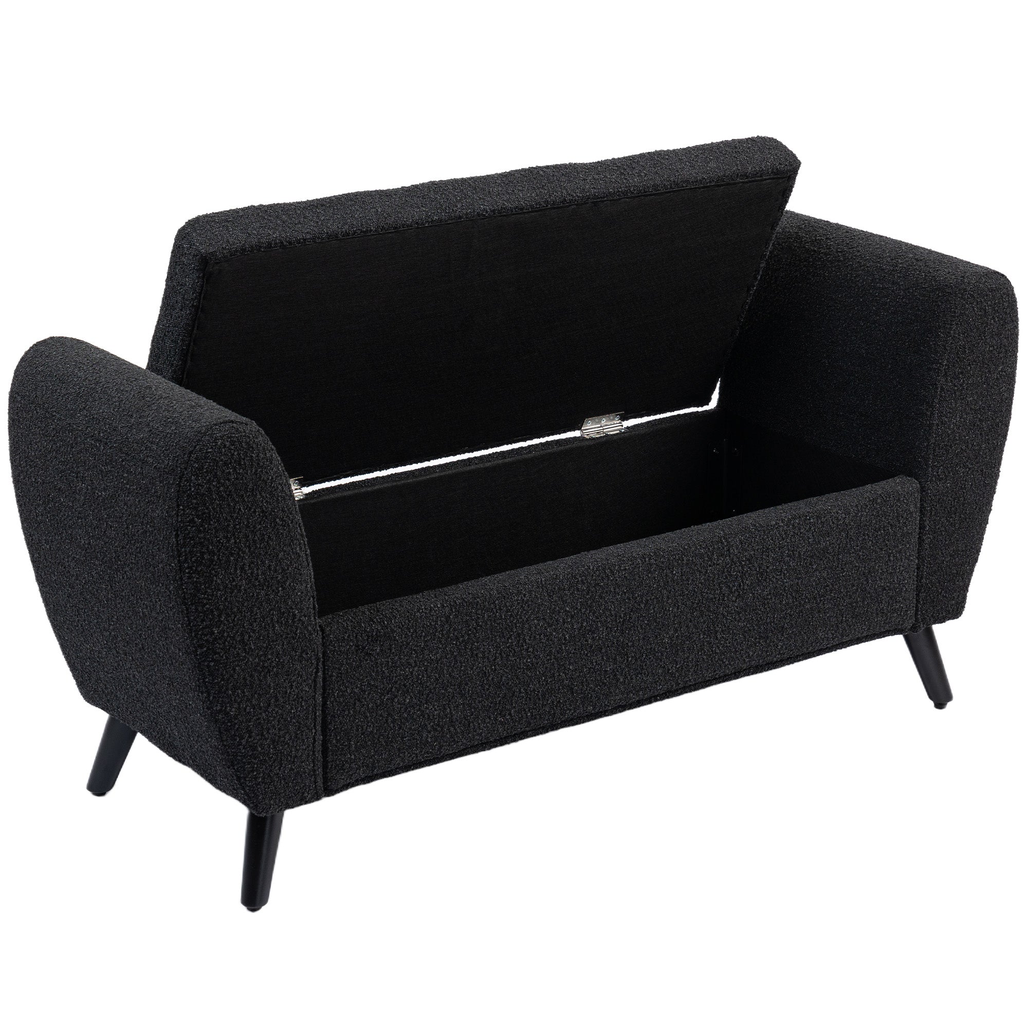 HOMCOM Upholstered Storage Bench with Arms, Modern Ottoman Bench for Bedroom, Entryway, and Living Room, Black