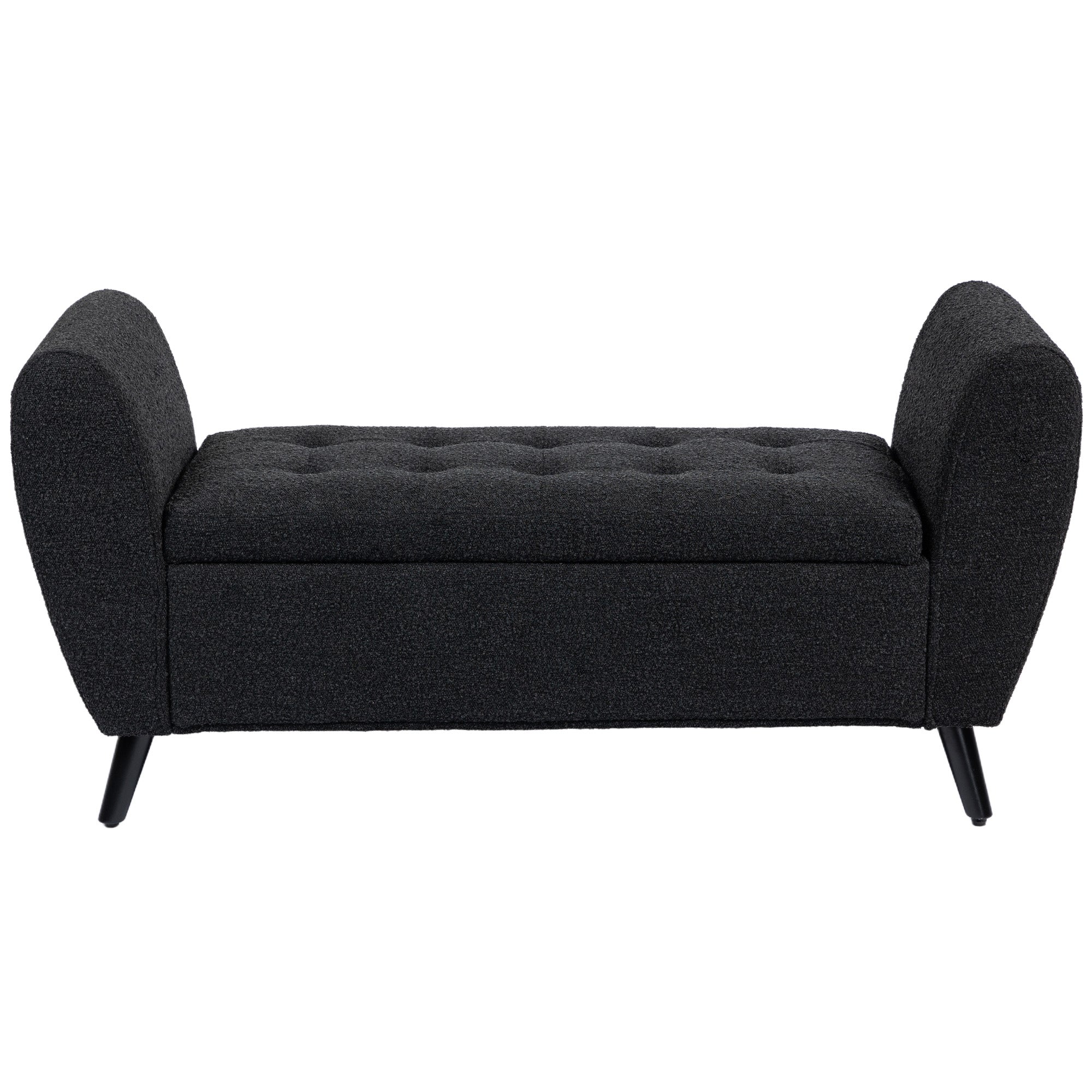 HOMCOM Upholstered Storage Bench with Arms, Modern Ottoman Bench for Bedroom, Entryway, and Living Room, Black