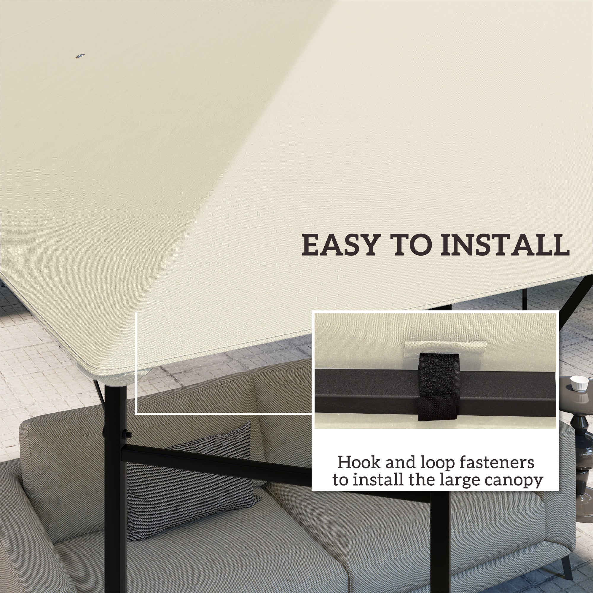 Outsunny 10' x 10' Gazebo Replacement Canopy Cover, Outdoor Gazebo Roof Replacement with Drain Holes, Water Resistant PVC Coating, 370g/ãŽ? UPF30+, TOP COVER ONLY, Cream White