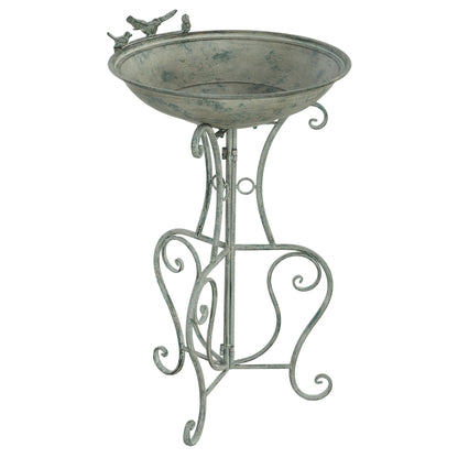 Outsunny Metal Bird Bath for Outdoors, 19.3" Tall Round Birdbath with Bird Statues and Decorative Stand, Freestanding Bird Feeder for Garden, Yard, Patio Decor, Bronze