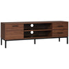 HOMCOM TV Stand for TV up to 50 Inches, TV Cabinet with Door, Open Storage and Drawers, TV Table with Steel Legs, Dark Walunt