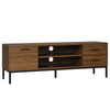 HOMCOM TV Stand for TV up to 50 Inches, TV Cabinet with Door, Open Storage and Drawers, TV Table with Steel Legs, Dark Walunt