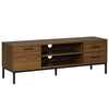 HOMCOM TV Stand for TV up to 50 Inches, TV Cabinet with Door, Open Storage and Drawers, TV Table with Steel Legs, Dark Walunt