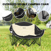 Outsunny Double Camping Chair, Portable Camp Chair with Cup Holder, Wine Glass Holder and Carry Bag, Padded Folding Loveseat for Hiking, Picnic, Beach, Support 551 lbs, Khaki