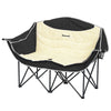 Outsunny Double Camping Chair, Portable Camp Chair with Cup Holder, Wine Glass Holder and Carry Bag, Padded Folding Loveseat for Hiking, Picnic, Beach, Support 551 lbs, Khaki