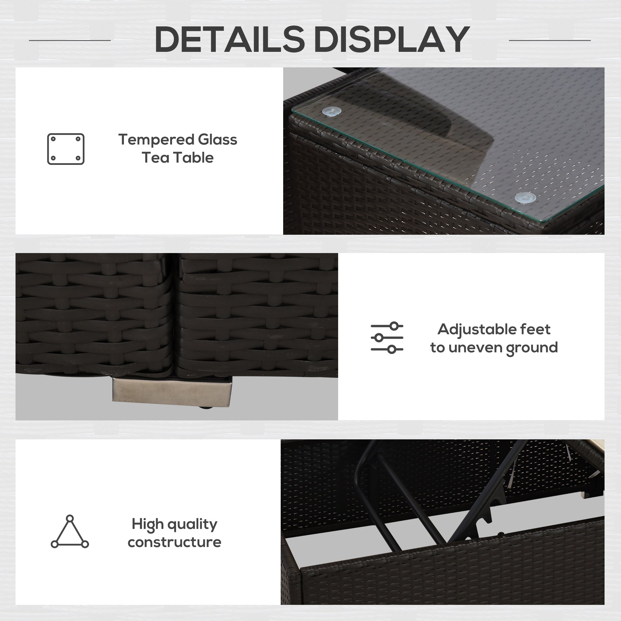 Outsunny 3pc Chaise Lounge Chair Set w/Side Table Outdoor Patio Synthetic Rattan Wicker Sun Bed Set with Cushion All Weather, Cream White