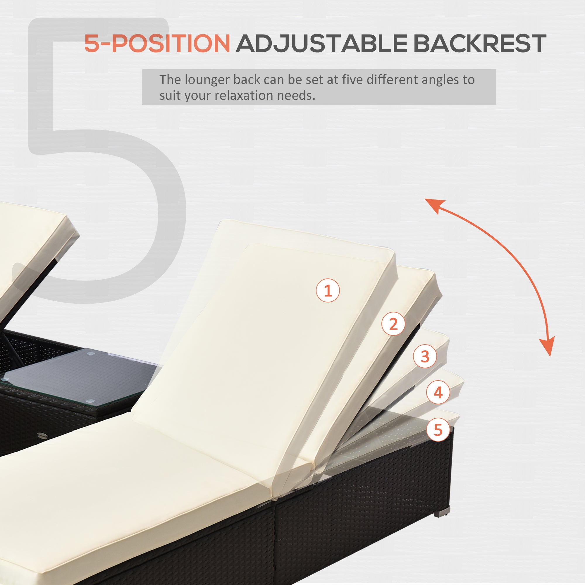 Outsunny 3pc Chaise Lounge Chair Set w/Side Table Outdoor Patio Synthetic Rattan Wicker Sun Bed Set with Cushion All Weather, Cream White