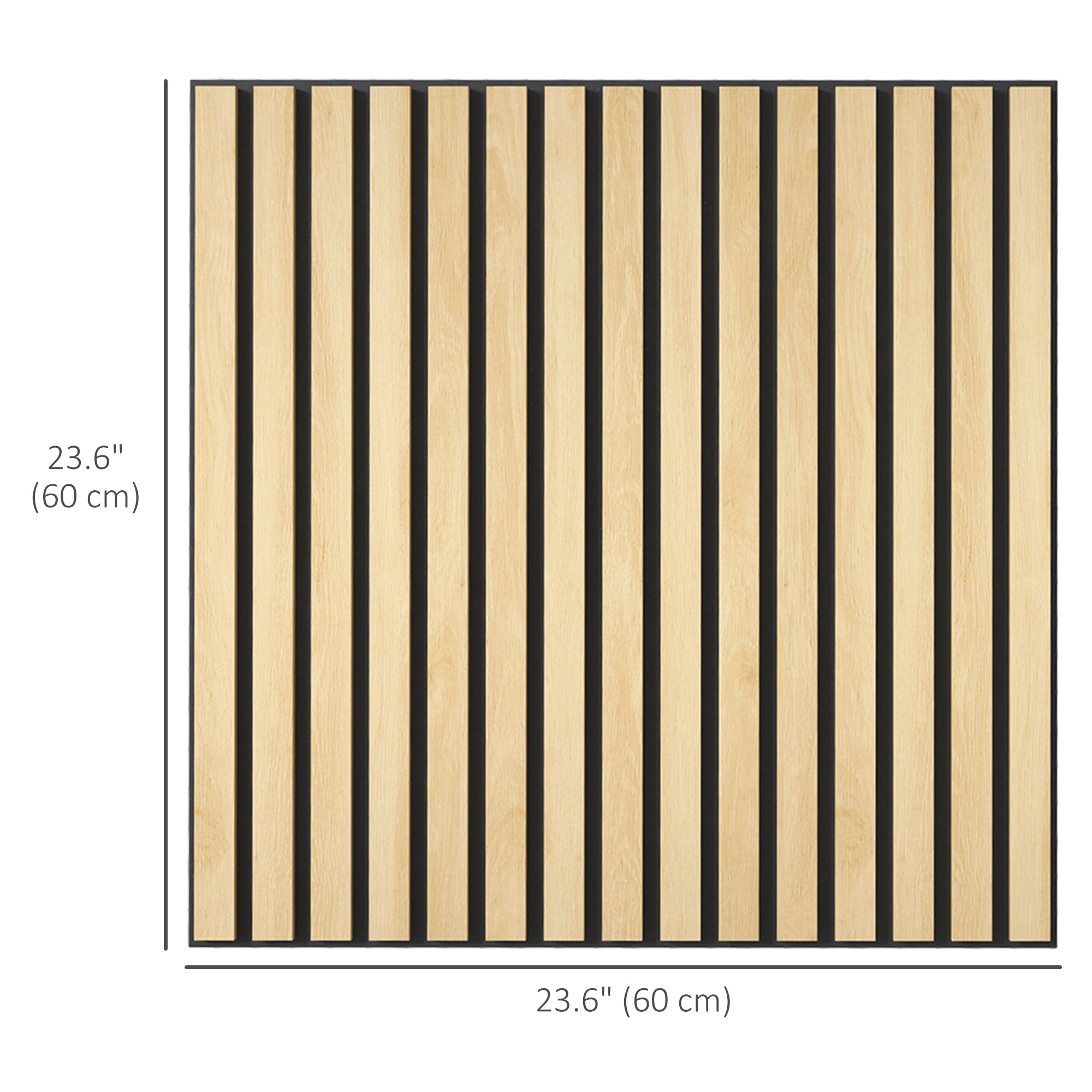 HOMCOM 24 x 24 Inches 3D Faux Wood Wall Panels, 4 Pack Acoustic Panels, Sound Absorbing and Proof Slat Wall For Interior Wall Decor, Home, Office, Studio, Oak