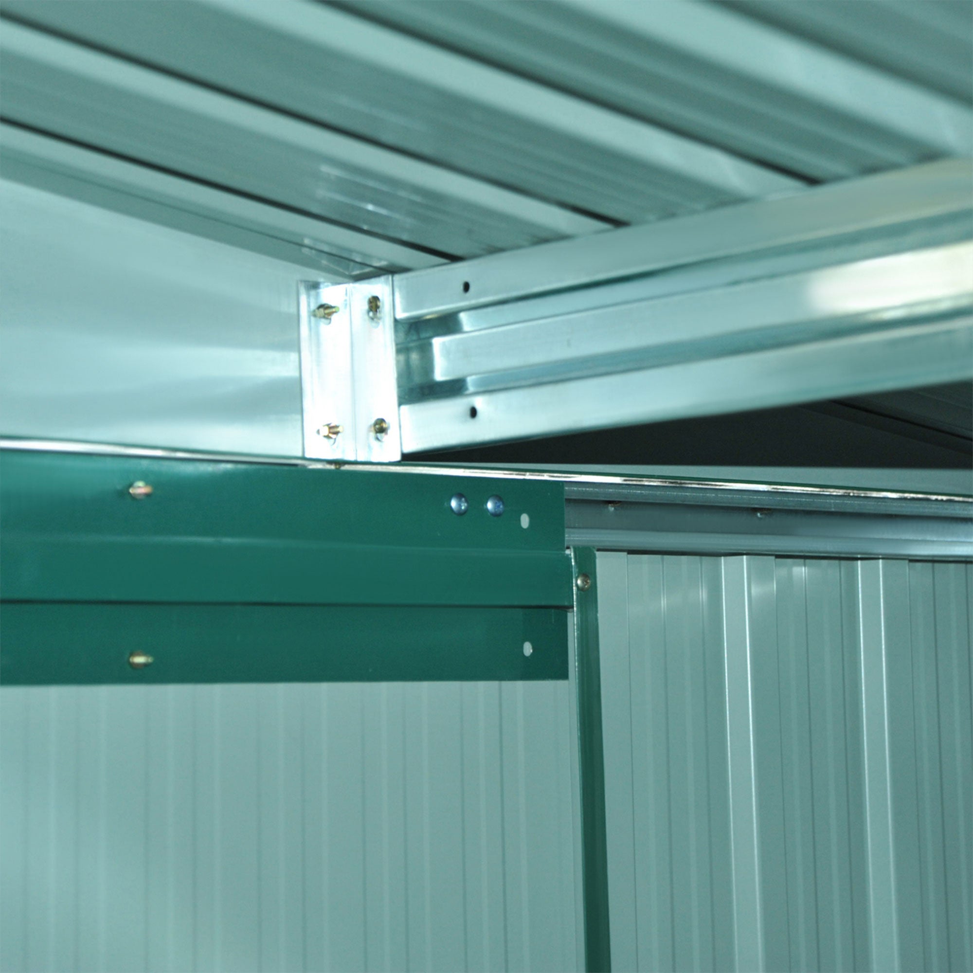 Outsunny 8.5' x 6.8' x 5.8' Practical Garden Storage Shed Outdoor Backyard Tool House w/ Double Sliding Door and 4 Ventilation Slots, Green