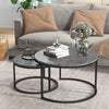 HOMCOM Nesting Tables, 31" Round Coffee Table Set of 2, Modern Side Tables for Living Room with Metal Base, Faux Marbled Grey