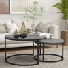 HOMCOM Nesting Tables, 31" Round Coffee Table Set of 2, Modern Side Tables for Living Room with Metal Base, Faux Marbled Grey